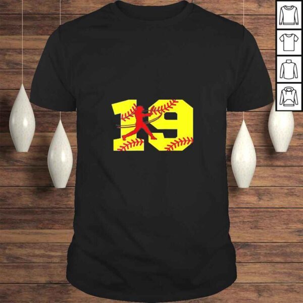 Funny Womens Softball Number 19 Shirt Top Clothes Clothing Nineteen # Gift Top