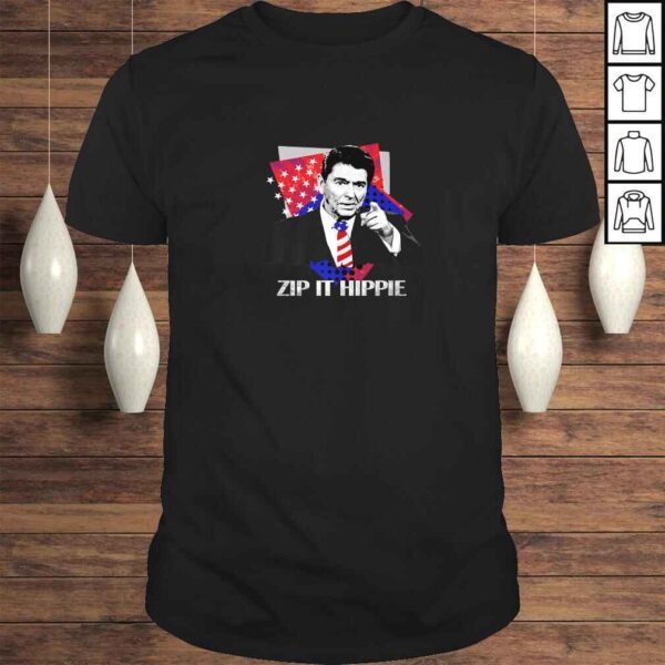 Funny Zip It Hippie Reagan V-Neck T-Shirt