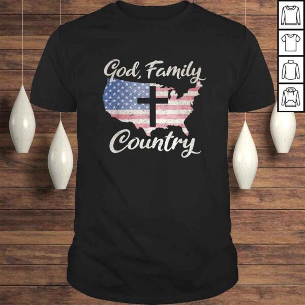 GOD FAMILY COUNTRY Christian Gift American Flag USA Map TShirt