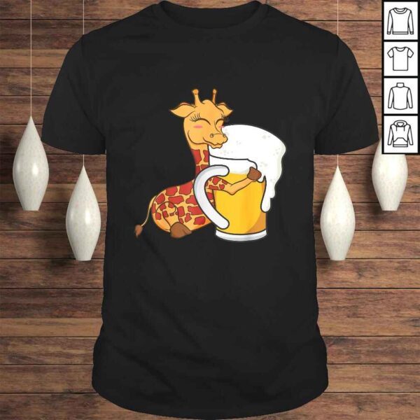 Giraffe Shirt - Cute Giraffe Hugging Beer Graphic Design Shirt