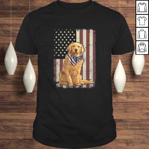 Golden Retriever American Flag Bandana 4th Of July Gift TShirt