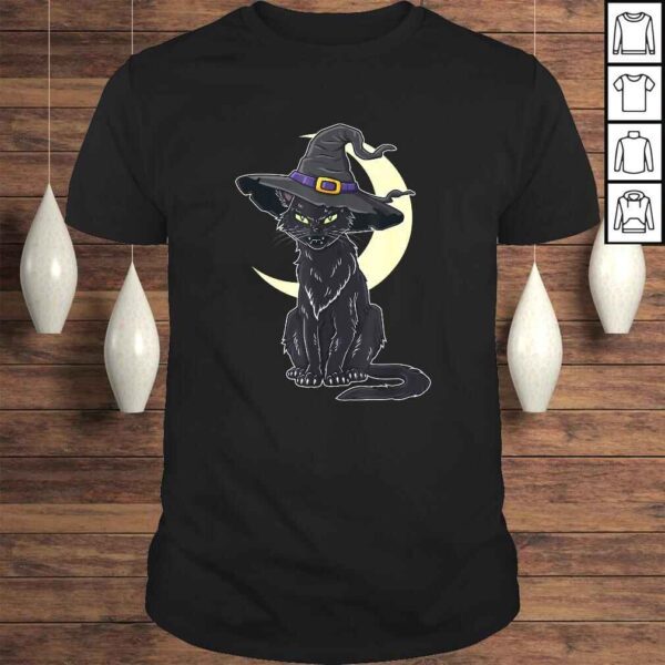 Halloween Scary Black Cat With Witch HaShirt