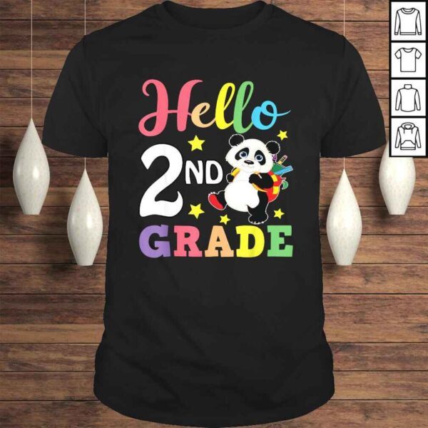 Hello 2nd Grade Cute Panda Back To School Student Shirt