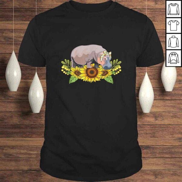 Hippo Sunflower Shirt Hippo Lover V-Neck T-Shirt