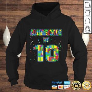 Hoodie 10 Years Old Birthday Gift Age 10 Build Blocks Bricks Theme Shirt