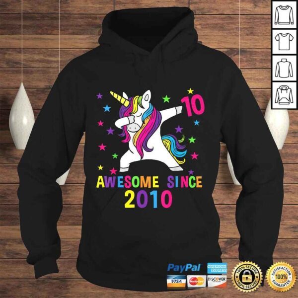 10th Birthday Dabbing Unicorn Awesome Since 2010 Party Tee T-Shirt - Image 4