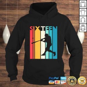 Hoodie 16th Birthday Gift Sixteen Vintage Baseball 16 Year Old Tshirt