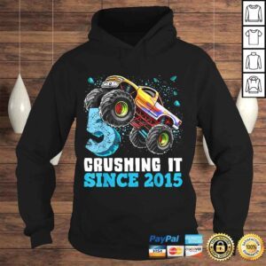 Hoodie 5 Crushing It Since 2015 Monster Truck 5th Birthday Gift Boy Shirt