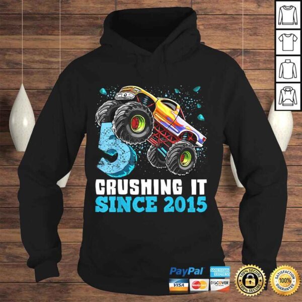 5 Crushing It Since 2015 Monster Truck 5th Birthday Gift Boy Shirt - Image 4