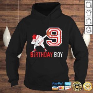 Hoodie 9 Years Old Baseball Boy Born 2009 9th Ninth Birthday Shirt