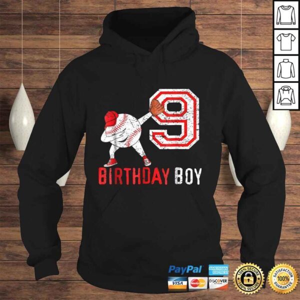 9 Years Old Baseball Boy Born 2009 9th Ninth Birthday Shirt - Image 4