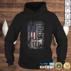 Hoodie American Quilting Patriot Grunge USA Flag Quilt VNeck TShirt