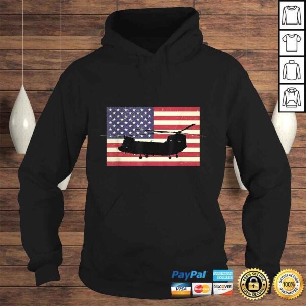 American USA Flag Chinook Helicopter Army Military PiloTShirt Gift - Image 4