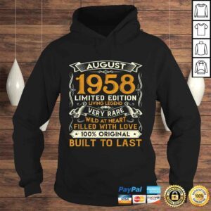 Hoodie August 1958 Shirt 62 Years Old 62nd Birthday VNeck TShirt