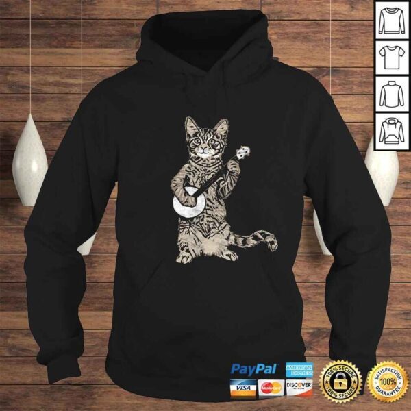 Banjo Cat - Funny Retro Style Bluegrass & Tabby Cat Lover TShirt - Image 4