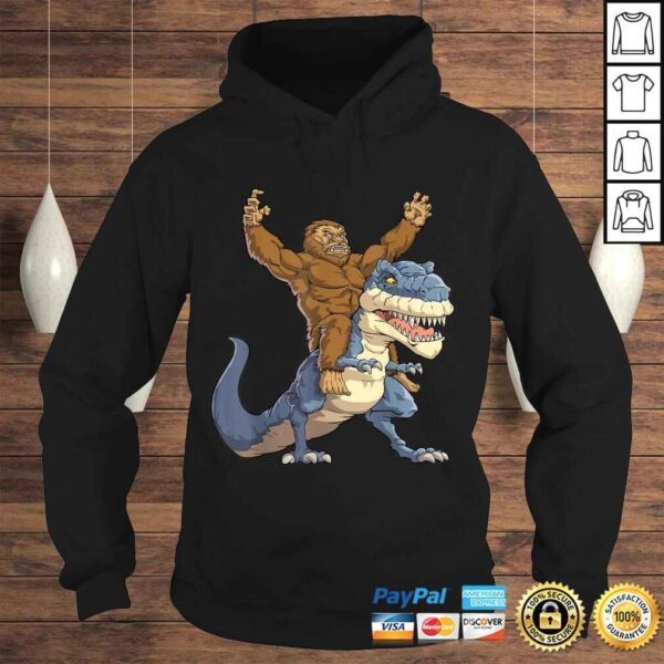 Bigfoot Sasquatch Riding Dinosaur T rex Shirt Funny Gifts - Image 4