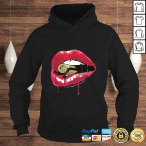 Hoodie Biting the Bullet Red Lipstick Lips Tshirt