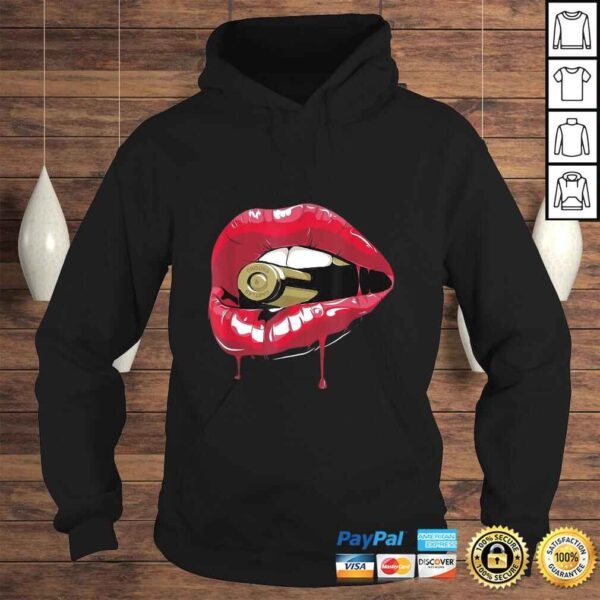 Biting the Bullet Red Lipstick Lips T-shirt - Image 4