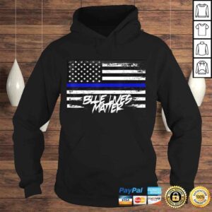 Hoodie Blue Lives Matter Shirt With American Flag Thin Blue Line