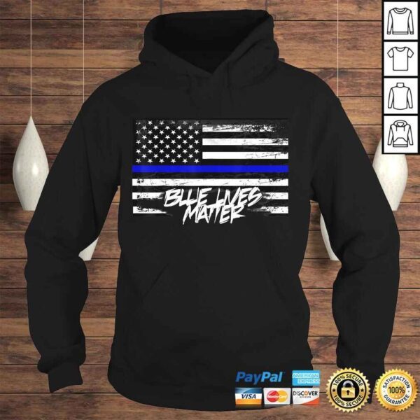 Blue Lives Matter Shirt With American Flag Thin Blue Line - Image 4