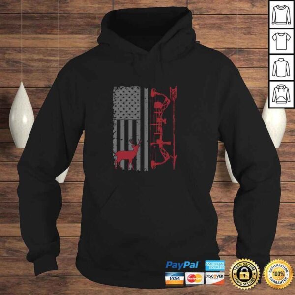 Bow Hunter American Flag Buckwear Buck Silhouette Hunt Art Pullover Hoodie - Image 4