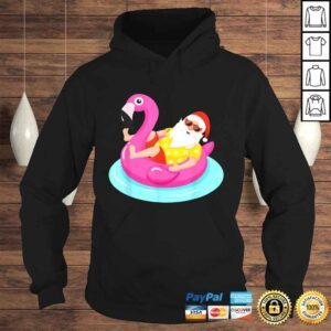 Hoodie Christmas in July Santa relaxing on a Flamingo floaTShirt