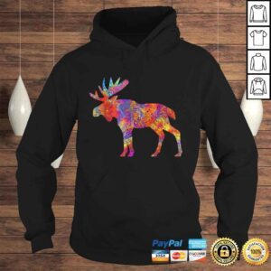 Hoodie Colorful Canadian Moose Shirt Abstract Paint Wildlife Tee