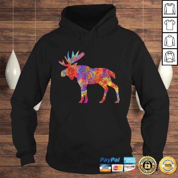 Colorful Canadian Moose Shirt Abstract Paint Wildlife Tee - Image 4