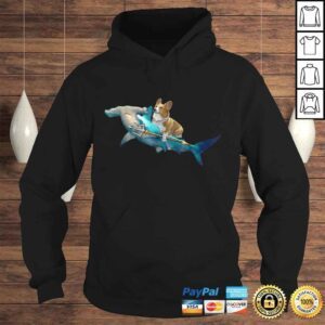 Hoodie Corgi Riding a Hammerhead shark Funny Corgi TShirt