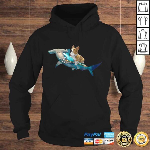 Corgi Riding a Hammerhead shark Funny Corgi TShirt - Image 4