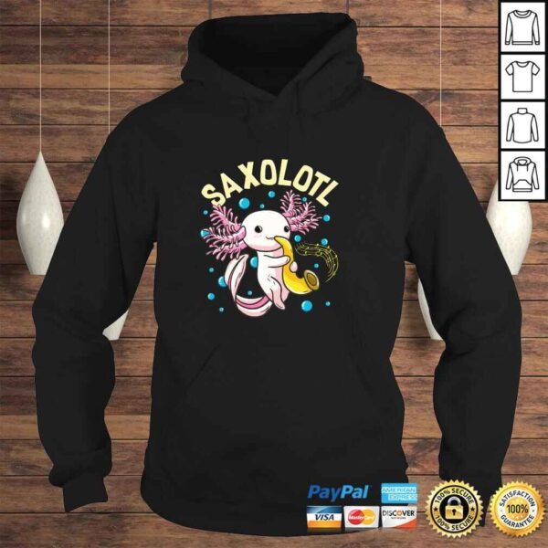 Cute & Funny Saxolotl Adorable Sax Playing Axolotl Animal Pullover Hoodie - Image 4