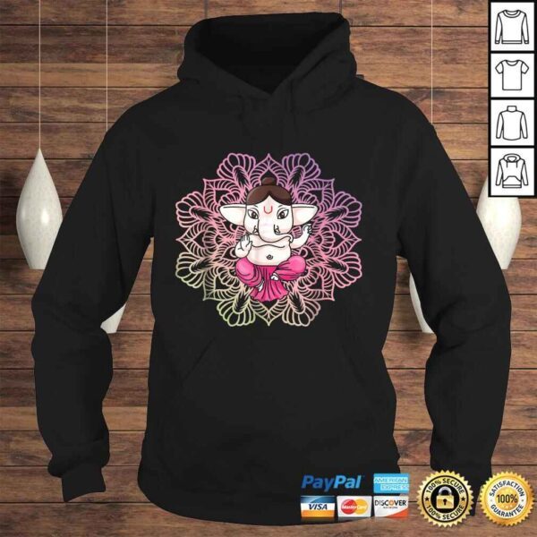 Cute Ganesh Tee - Ganesha in Lotus Meditation Mandala Shirt - Image 4