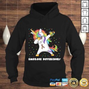 Hoodie Embrace Differences Dabbing Unicorn Shirt Autism Awareness