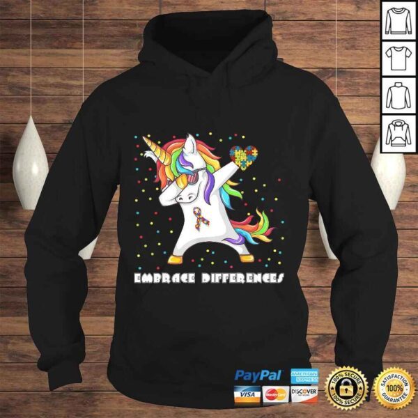 Embrace Differences Dabbing Unicorn Shirt Autism Awareness - Image 4