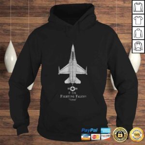 Hoodie F16 Fighting Falcon Tech Drawing Military Airplane TShirt