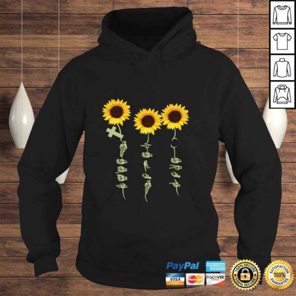 Faith Hope Love Sunflower Shirt Gift For Hand Sign Language Long Sleeve TShirt - Image 4