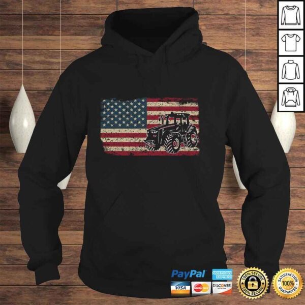 Farm Tractors America Flag Hoodie I Patriotic Farming Gift Pullover Hoodie - Image 4