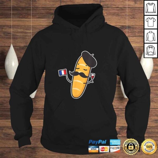 French Baguette Holding A French Flag And Wine Glass Tee Shirt - Image 4