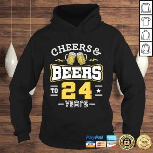 Hoodie Funny 24th Birthday Cheers And Beers to 24 Years Funny Tshirt