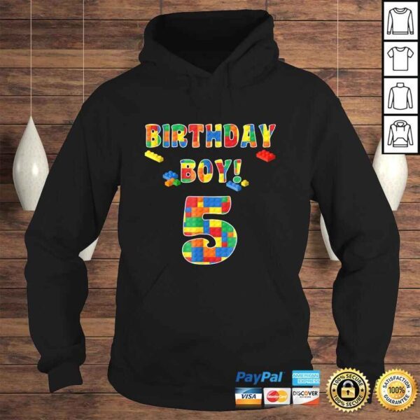 Funny Building Block Birthday Boy Turning 5 Tee T-Shirt - Image 4