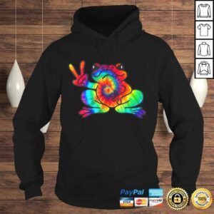 Hoodie Funny Cool Peace Frog Tie Dye VNeck TShirt