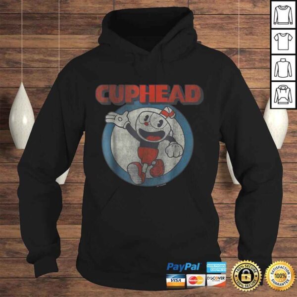 Funny Cuphead Waving Circle Portrait Vintage Graphic TShirt - Image 4