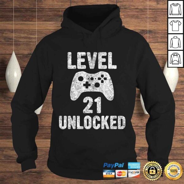 Funny Cute Video Gamer 21th Birthday Gift Funny Level 21 Unlocked Shirt - Image 4