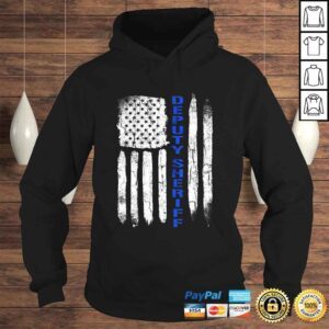 Hoodie Funny Deputy Sheriff Shirts for Men Thin Blue Line American Flag Tee Shirt