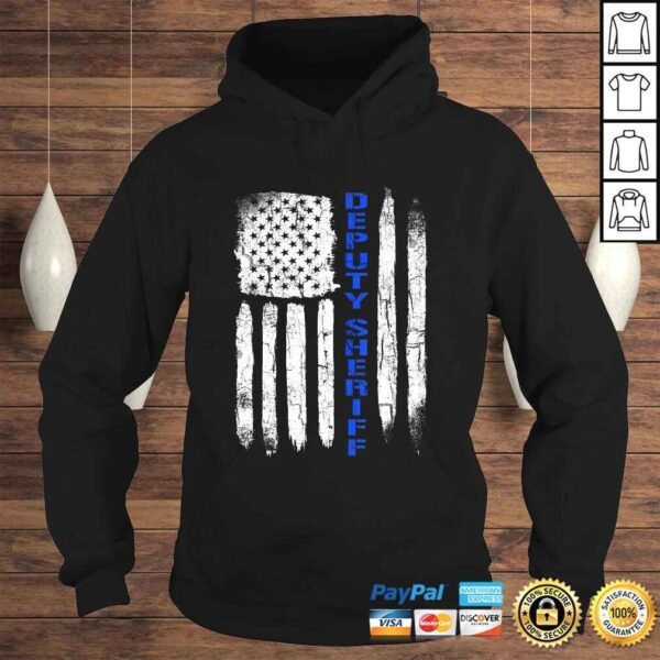 Funny Deputy Sheriff Shirts for Men Thin Blue Line American Flag Tee Shirt - Image 4