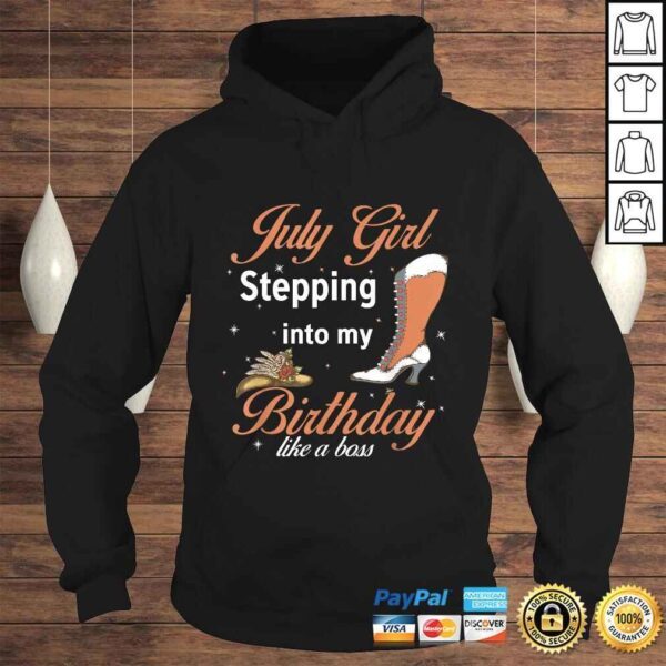 Funny July Cowboy Girl Stepping Into My Birthday Like A Boss V-Neck T-Shirt - Image 4