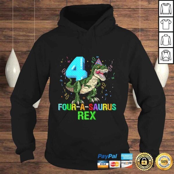 Funny Kids 4 Year Old Boy 4th Birthday Dinosaur Gift Fourasaurus T-shirt - Image 4