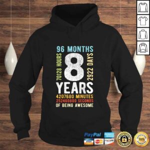 Hoodie Funny Kids 8th Birthday 8 Years Old Vintage Retro 96 Months TShirt Gift