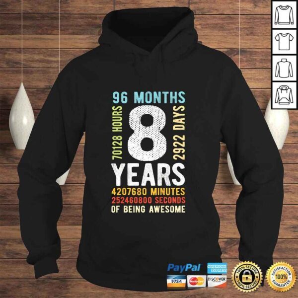 Funny Kids 8th Birthday 8 Years Old Vintage Retro 96 Months TShirt Gift - Image 4