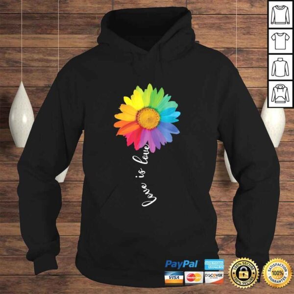 Funny Love Is Love Rainbow Sunflower LGBT Gay Lesbian Pride Tee Shirt - Image 4